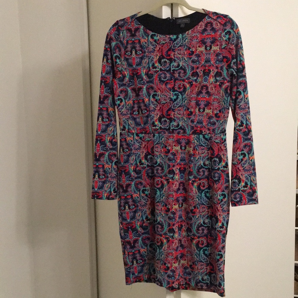 Printed knit knee length dress